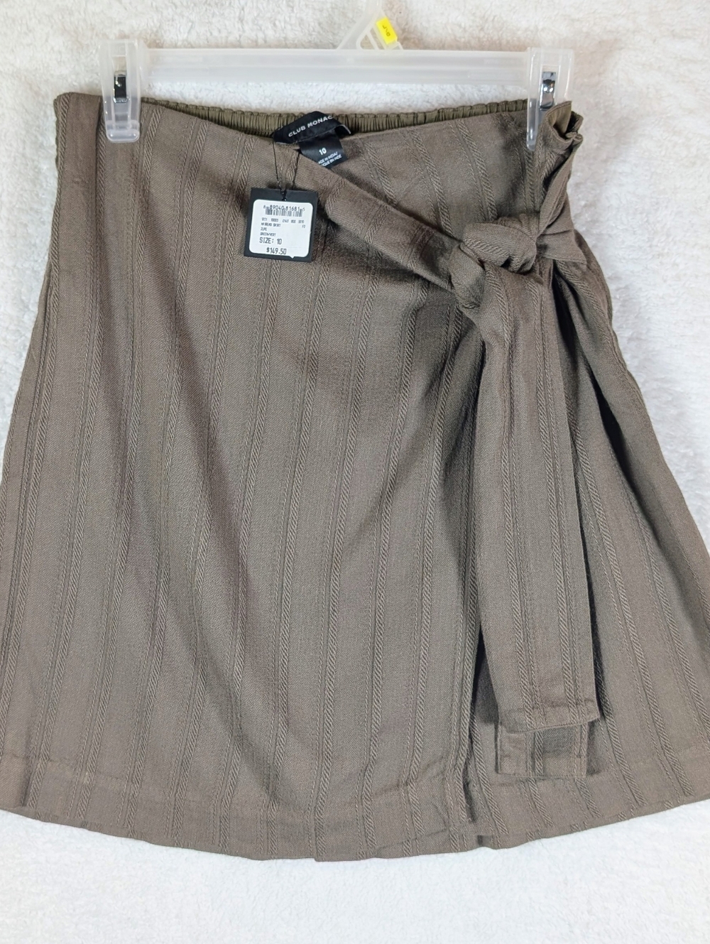 560-Club Monaco Taupe‎ Wrap Mini Skirt with Side Tie